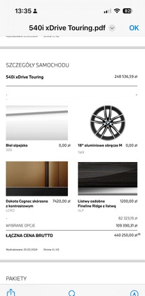 BMW Seria 5 cena 247000 przebieg: 89975, rok produkcji 2020 z Poznań małe 781
